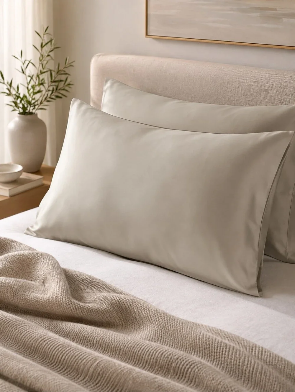DOZ by SIJO King Bamboo Cooling Pillowcases Fog Set of 2 NWOT